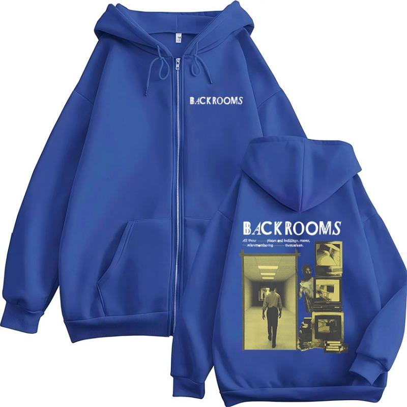 Horror Movie Backrooms Zipper Hoodies Men's Women Clothing Casual Long Sleeves Zip Up Hooded Sweatshirts Jackets Coat Streetwear