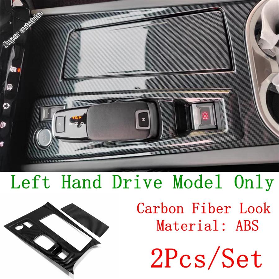 Central Console Gear Shift Panel Water Cup Holder Frame Cover Trim For Peugeot 508 - Carbon Fiber / Silver Accessories