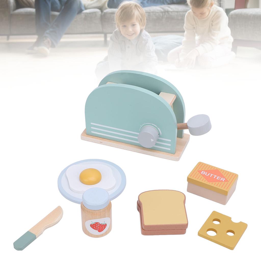 Wooden Toaster Play Set Kids Play Toaster Accessory Set Educational Parent Child Interactive Toy