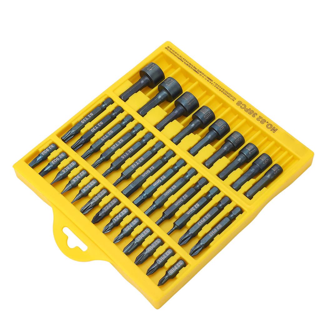 35-teiliges Schraubendreherbit-Set Magnetisch S2 Stahl 1/4 Zoll Sechskantschaft Kreuzschlitz Stecknuss-Set
