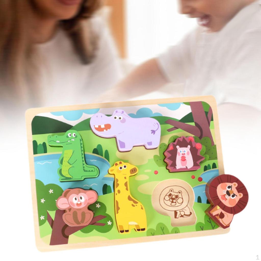 Wooden Jigsaws Puzzle Early Learning Toy Sturdy Developmental Montessori Toys for Baby 1 2 3 Year