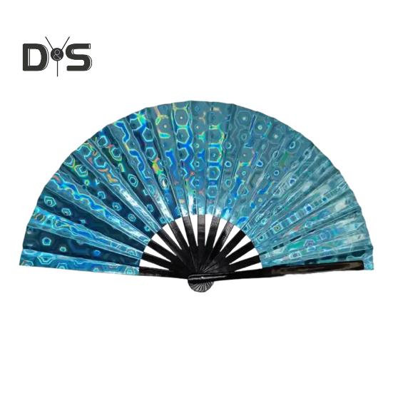 

Голографический складной веер, портативный переливающийся веер из ПВХ, радужный летний ручной веер, украшение для танцевального представления, реквизит для костюмов для вечеринок