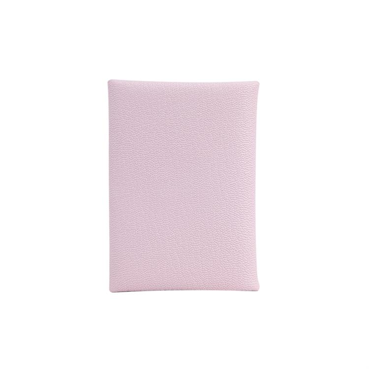 Hermes Calvi Duo Solid Color Minimalist Flap Card Holder Women Card Holder Mauve-Pale H082977CK09