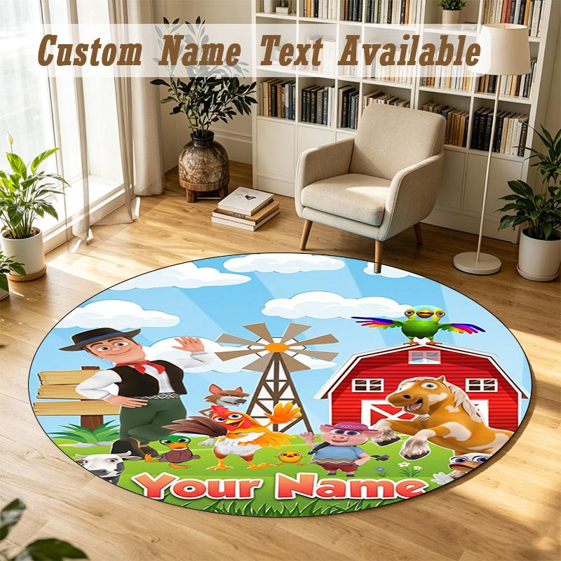 Round Rug Custom NameLa Granja de Zenón Pattern Non Slip Carpet Home Floor Decor