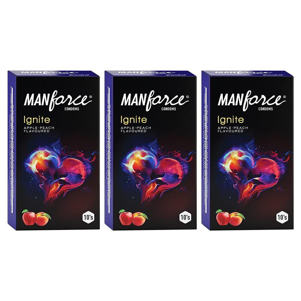 РџСЂРµР·РµСЂРІР°С‚РёРІС‹ Manforce Ignite СЃРѕ РІРєСѓСЃРѕРј СЏР±Р»РѕРєР° Рё РїРµСЂСЃРёРєР° РІ РіРѕСЂРѕС€РµРє - 10 С€С‚.(РџР°РєРµС‚ РёР· 3)