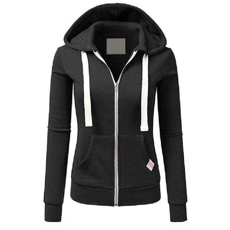 

2026 Women s Zipper Hoodie Sweatshirt with Pockets S чёрный