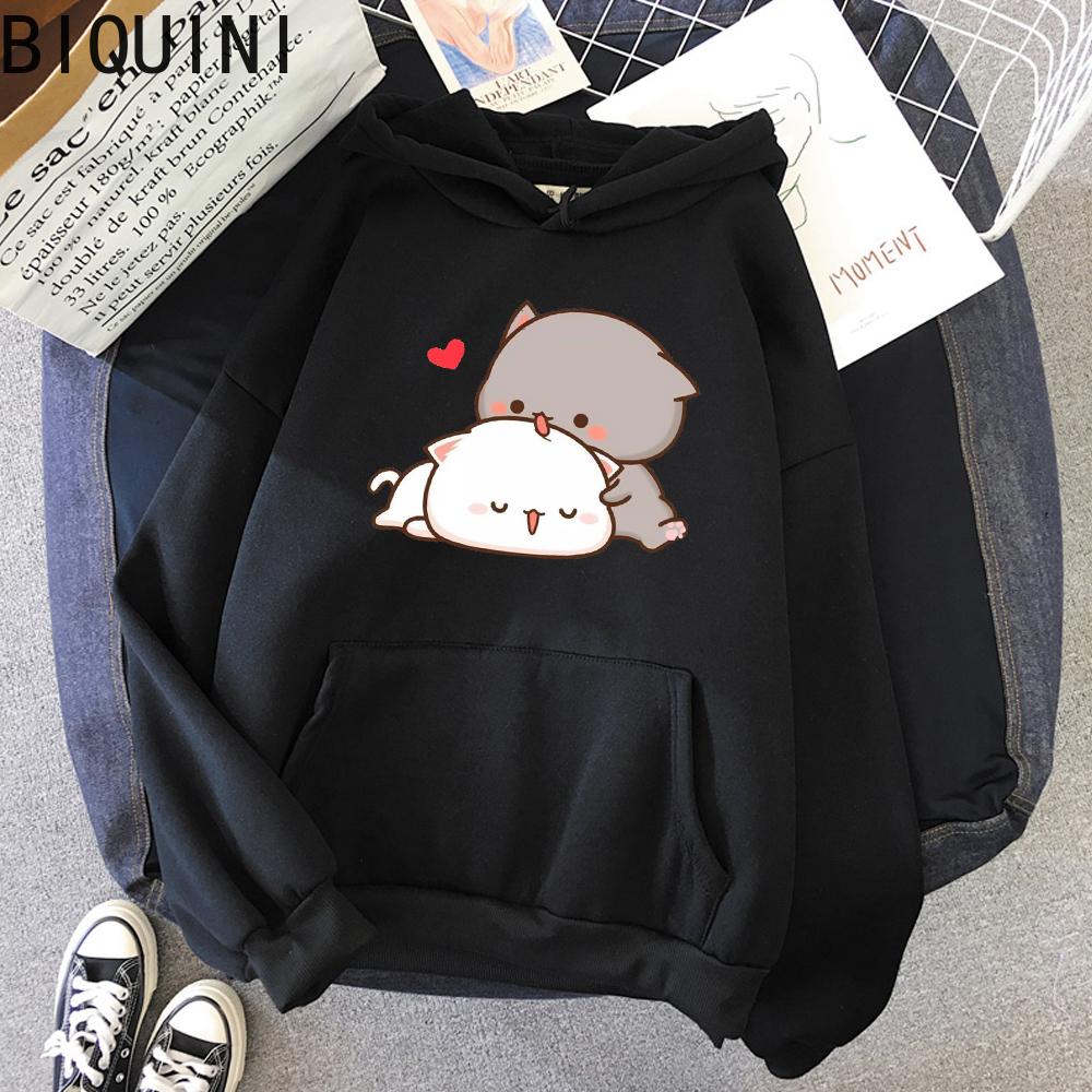 

Персиковый кот Kawaii милые толстовки больших размеров, теплая толстовка в стиле Харадзюку, женские зимние пуловеры с мультяшным принтом, свободная уличная одежда 3XL