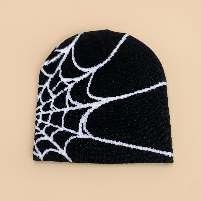 New European and American popular alphabet flame spider skull knitted hat men and women autumn and winter personality hip hop warm