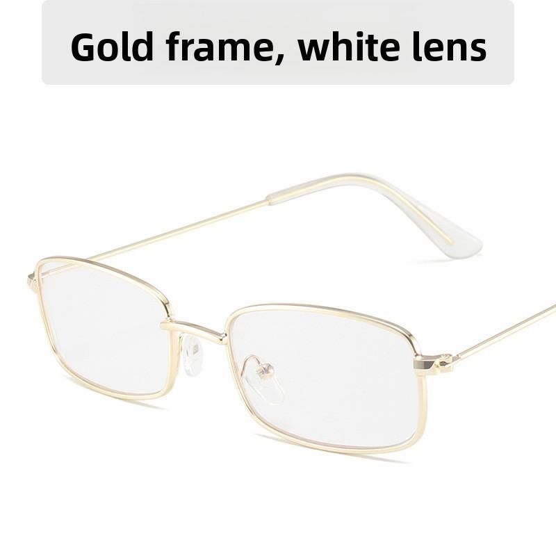 Fashion Square Sunglasses Metal Frame Pink Lens Uv Protection For Party And Stage Performance