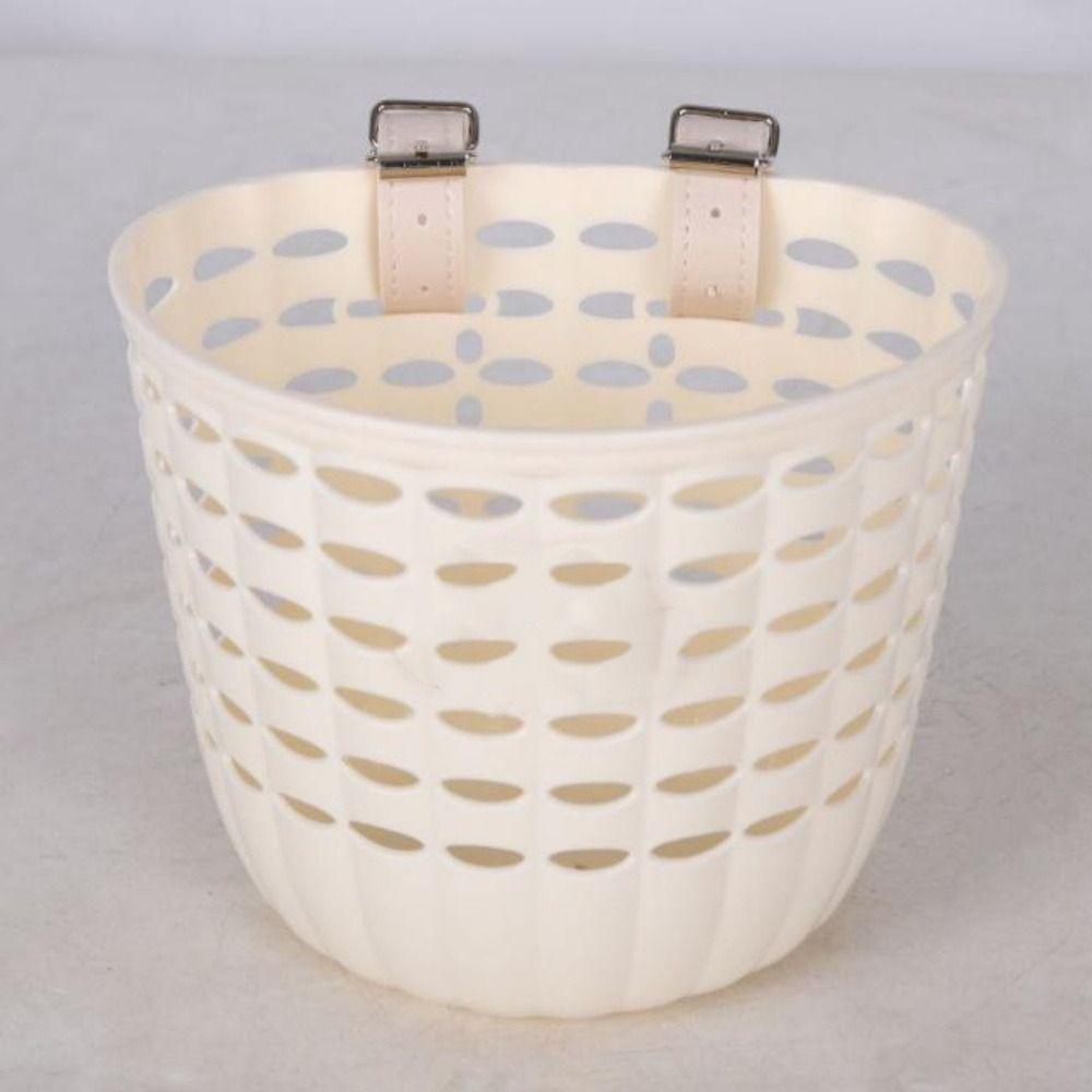 Adjustable Strap Bike Basket Retro Woven Plastic Front Riding Basket 7 Styles Durable Front Handle Carrier