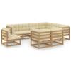 Day and Night - Day and Night Garden Furniture Set 9 Pcs Honey Brown Pine Wood Cushions