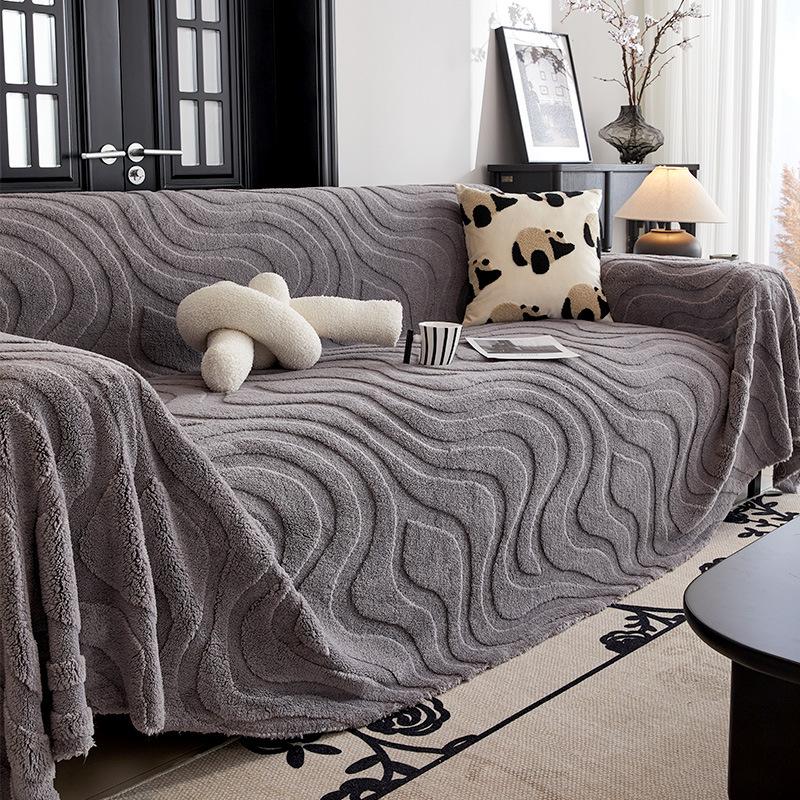 Cream Style Winter Sofa Towel New Plush Sofa Cover Cloth Oversized One-Piece Sofa Cover Cushion