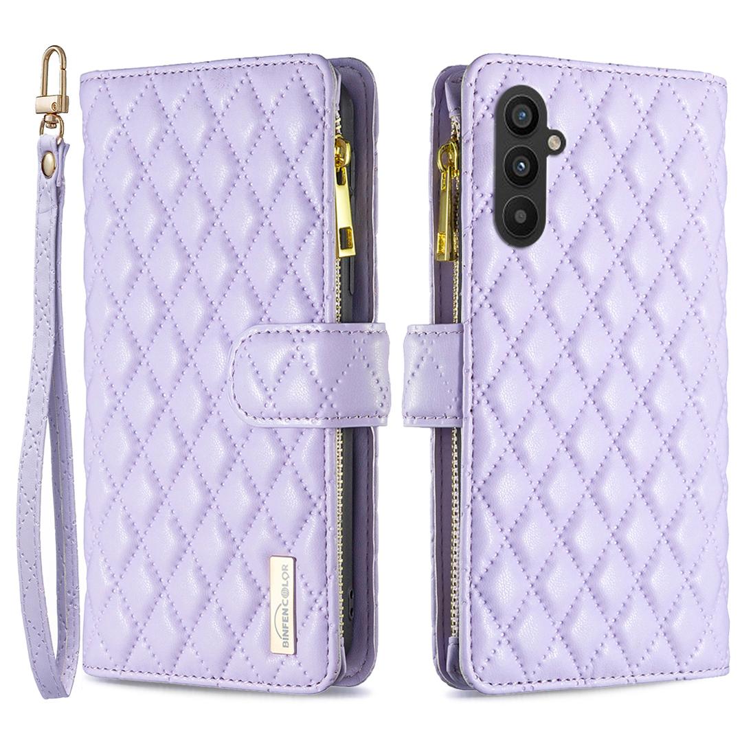 

BINFEN COLOR BF Style-15 For Samsung Galaxy A25 5G (Global) (161.0 x 76.5 x 8.3mm) Zipper Pocket Leather Cover Purple