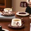 Flower Cup and Saucer Set To Cup Gift Box Light Luxury Coffee Cup Couple Ceramic Mug with Lid Spoon Souvenir Gift
