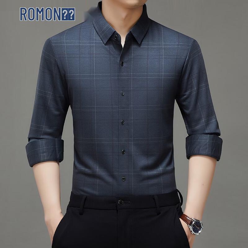 ROMON Men s Casual Merino Wool Blend Long Sleeve Shirt 58
