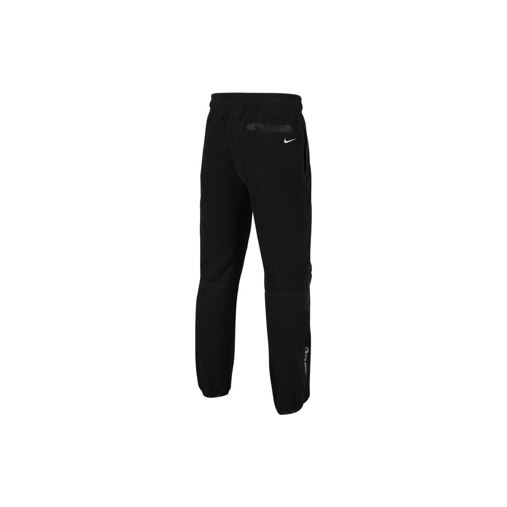 Nike Polartec® Wolf Tree Solid Color Elastic Cuff Casual Knit Sports Pants Kids Bottoms Black DQ8737-011