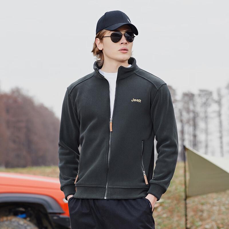 JEEP Men's Fleece-Lined Stand-Collar Cardigan Jacket
