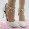 Pointed Toe Women Thin High Heels Rhinestone Tassel Pearls Shoes Pumps for Women White Pumps
