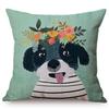 Cute Watercolor Painting Cat Flamingo Dog Kid'S Nursery Art Room Decorative Throw Pillow Case Cotton Linen Animal Cushion Cover
