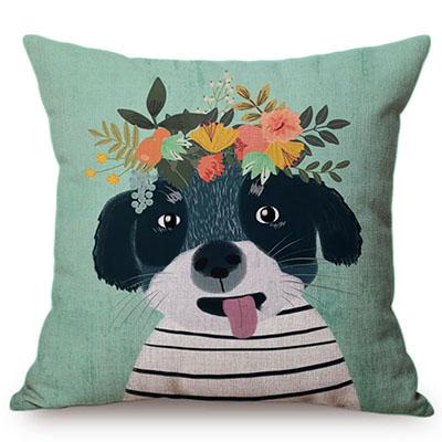 Cute Watercolor Painting Cat Flamingo Dog Kid'S Nursery Art Room Decorative Throw Pillow Case Cotton Linen Animal Cushion Cover