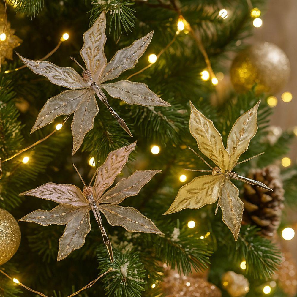 Flocking Christmas Simulation Butterfly Double Sequins with Clip Butterfly Ornament Hanging Artificial