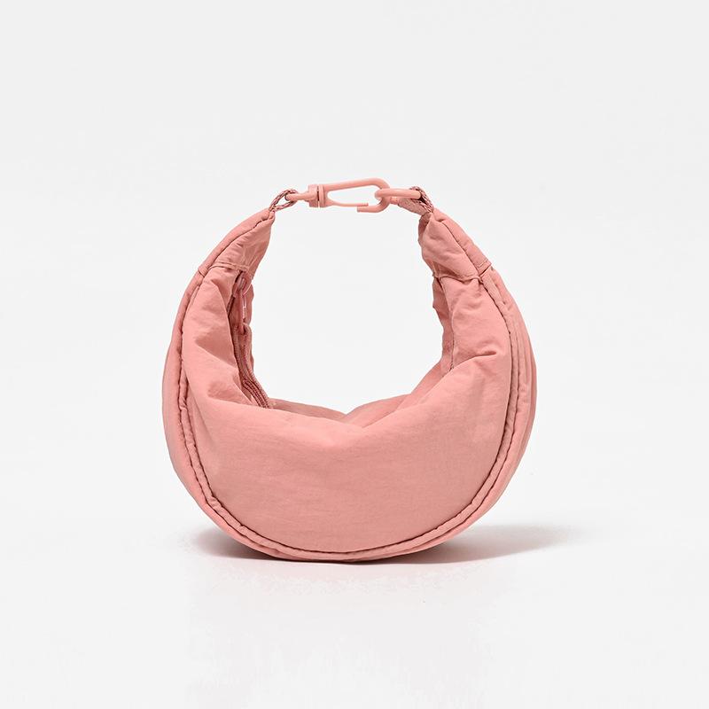 Small Dumpling Bag for Women Solid Color Nyl Hobos Messenger Bags Simple Design Female Hook Clutch Purse Shoulder Bag Handbag