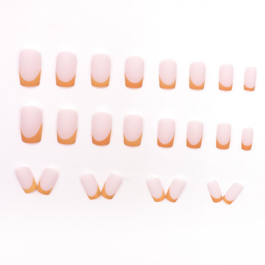 24 Bucăți piese simple portocalii mate pentru manichiură franțuzească Văscut de toamnă temperament de modă Pătrat european nișă purtând armură