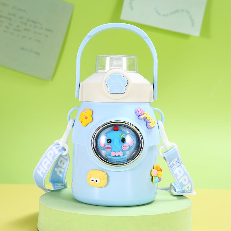 Cartoon Stainless Steel Children's Thermos Cup High Appearance Level Girl Student Sippy Cup Portable Jump Cap Pot Belly Cup