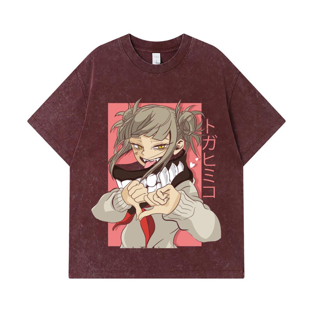 275 GSM Washed T-shirts 100% Cotton My Hero Academia V19 Toga Print Unisex Heavy Cotton T Shirt