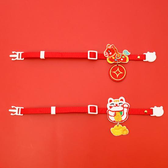 New Year Pet Collar Year of The Horse Embroidered Cat Collar Adjustable Chinese New