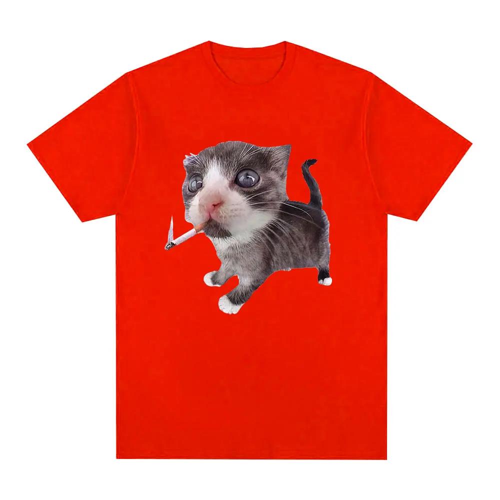 Funny Smoking Cat Meme Cigarette Kitten Graphic TShirt Women Clothing Fashion Vintage Tshirts Casual T Shirts