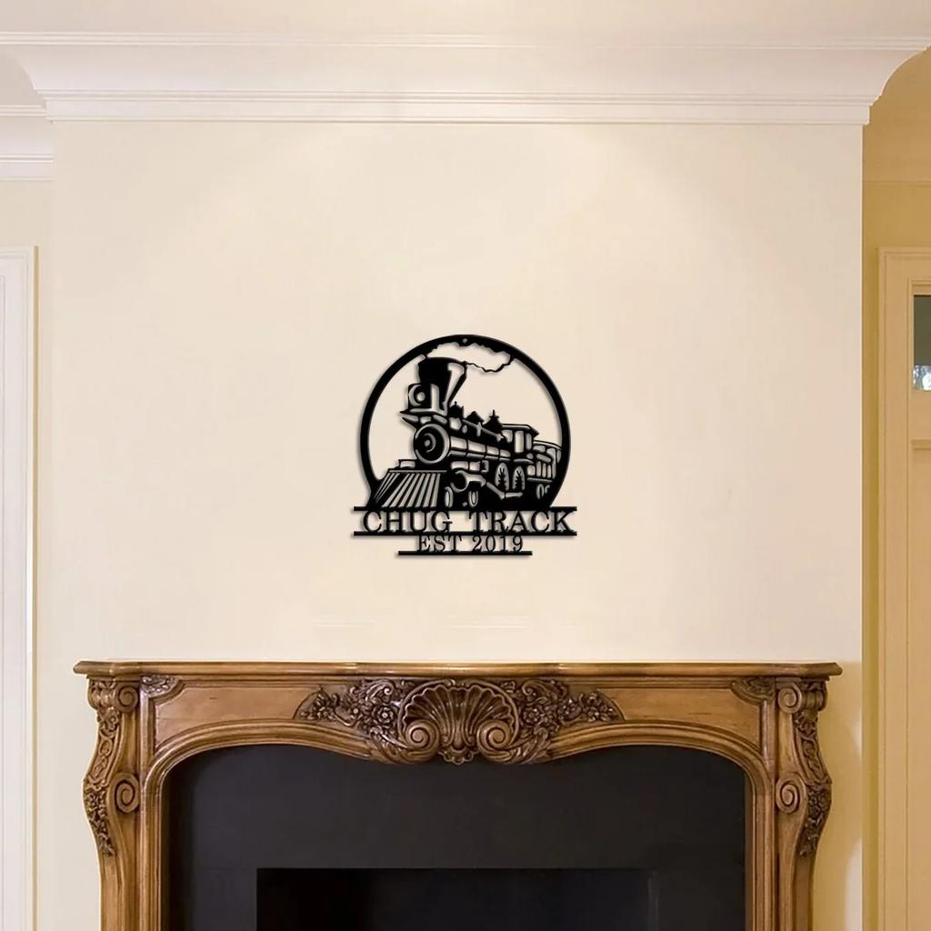 Custom Train Metal Sign, Powder Coated Wall Decor, Personalized Railroad Gift, Indoor Outdoor Rustic Art