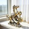 Мініатюрна статуетка щасливого коня з латуні з монетою, символ Китайського Нового року, Фен-шуй, талісман-кінь, прикраса, вінтажна мідна скульптура тварини за гороскопом для багатства, удачі