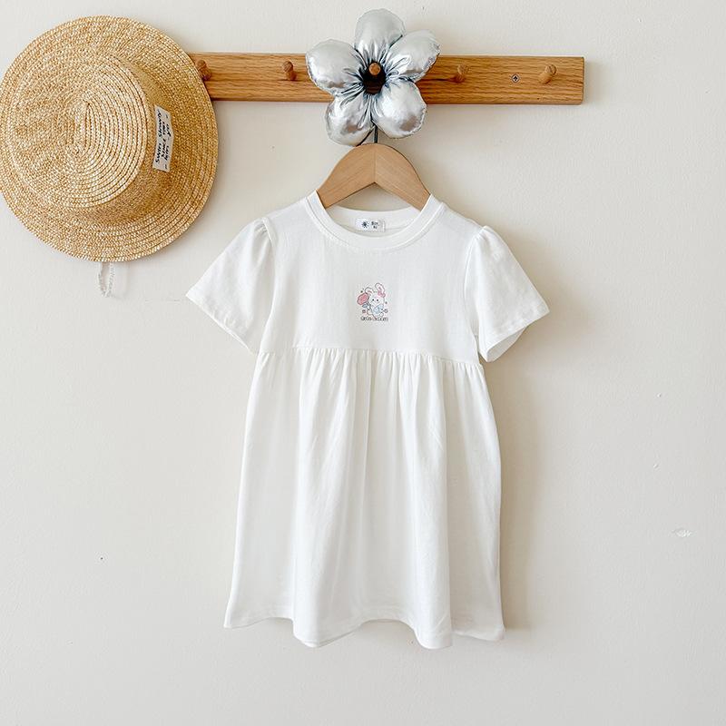 Girls Summer Cotton Short Sleeve Dress Cute Floral Print Princess Casual Party Wear Toddler Kids Clothing 90cm