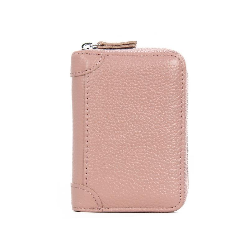 Women's RFID Multi-Slot Accordion Cowhide Card Holder with Anti-Theft Protection