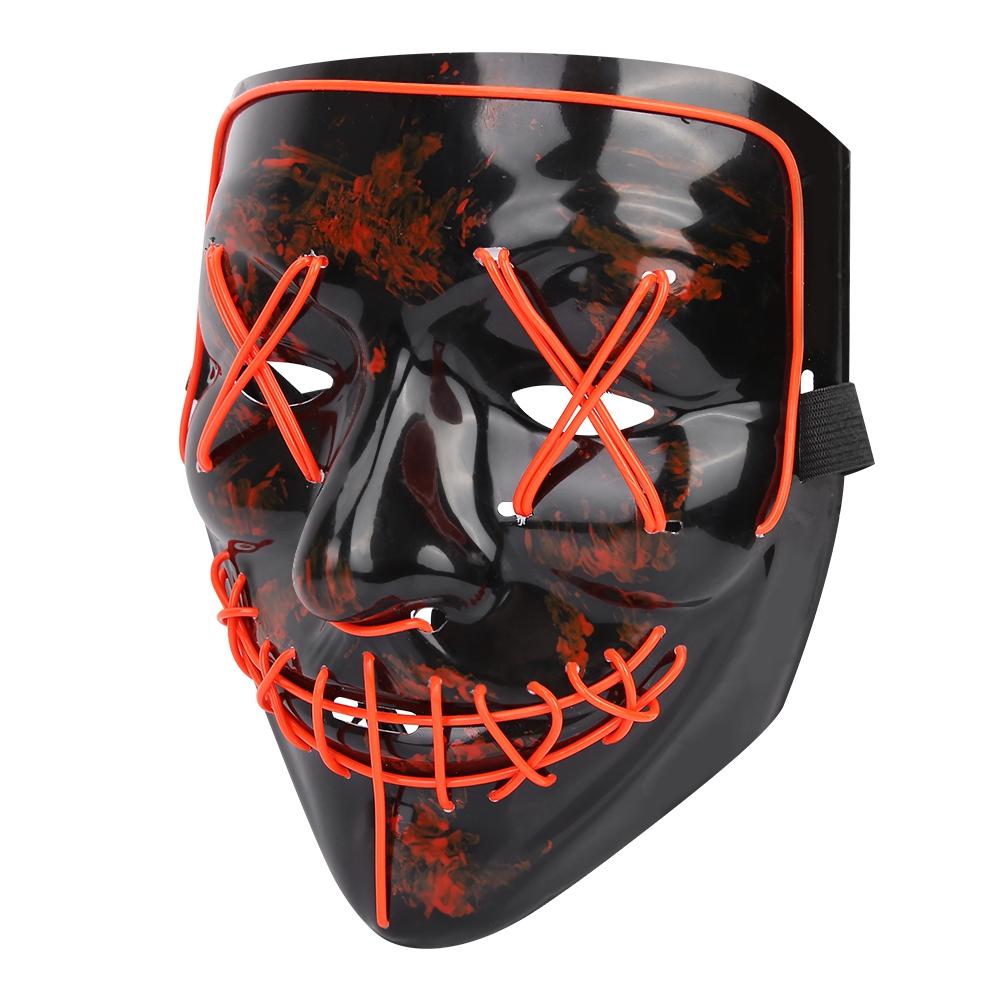 Halloween Scary LED Light Up Glow Mask Costume for Party Prop Show Decor(red)