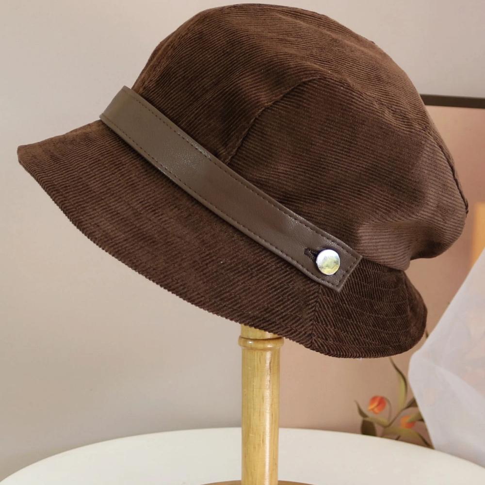 2025 new autumn and winter corduroy fisherman hat for women warm ear protection and face-protecting small versatile casual and f