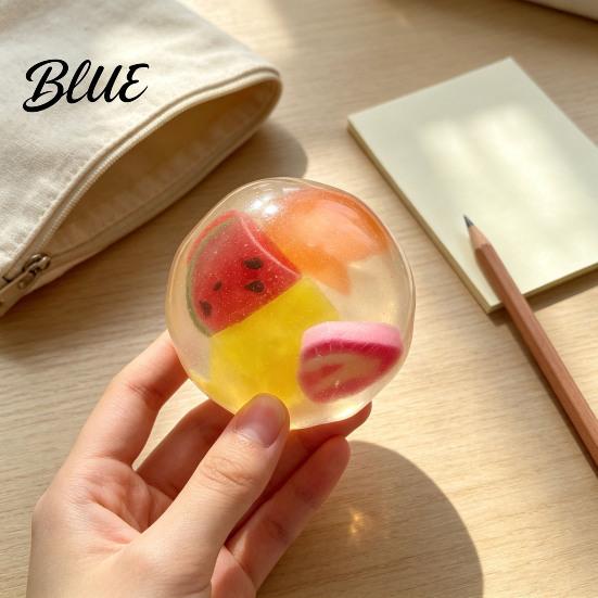 Hand Therapy Squeeze Balls Shapeable Pearlescent Ball Fidget Toy Anxiety Relief Clear Tactile Sensory Toy Fake Fruit Inside Stress for Kids Adults