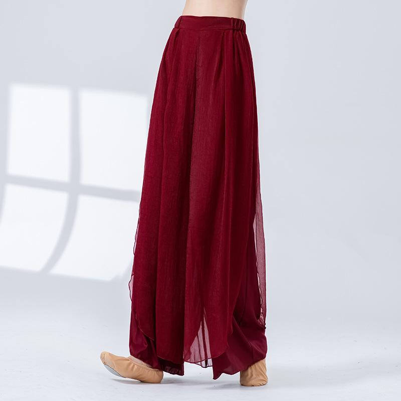 Summer Classical Dance Pants Women High Waist Loose Flowy Wide Leg Skirt Pants Modern Dance Training Wear for Adults Girls S