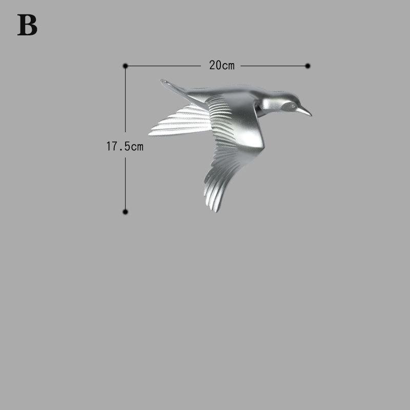 3D resin bird wall decorations three-dimensional wall stickers white gold bird statue living room TV sofa background wall art
