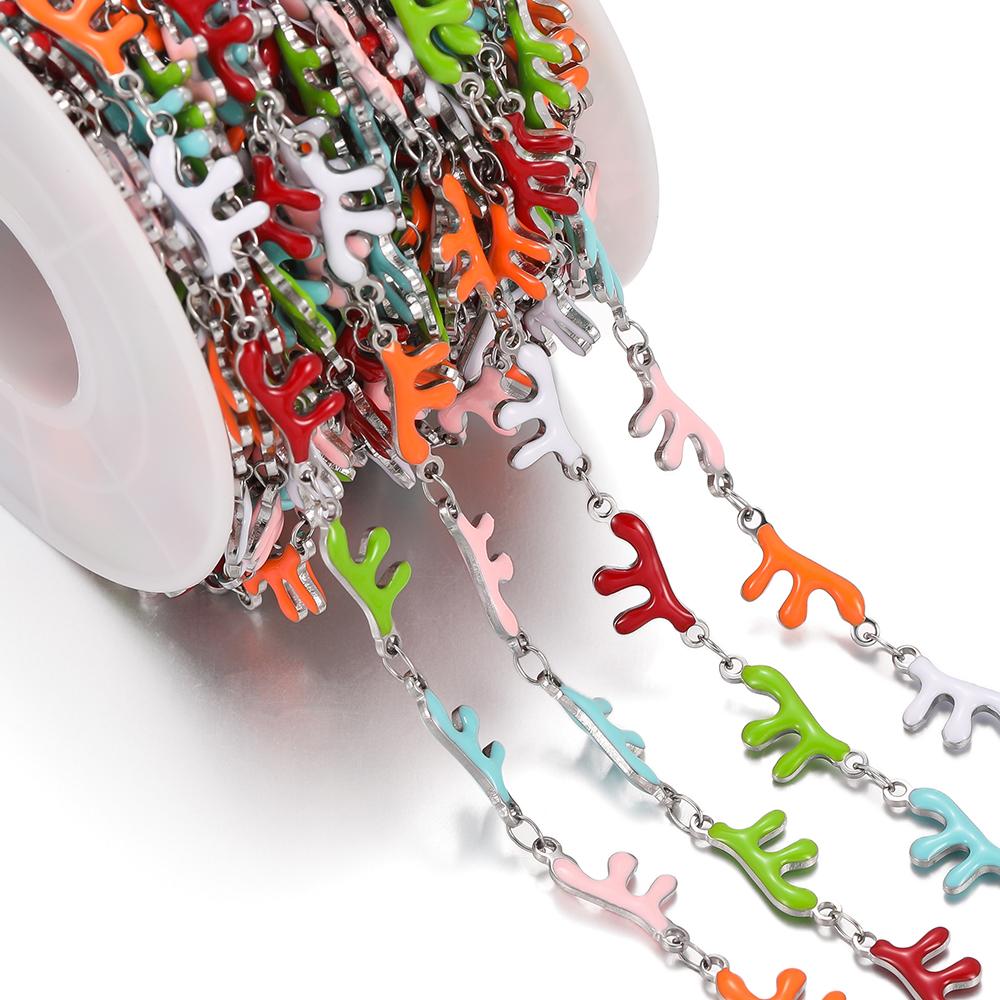 0.5m Colored Stainless Steel Enamel Chains Ocean Style Handmade Chains for DIY Bracelet Waist Chain Jewelry Making Chain