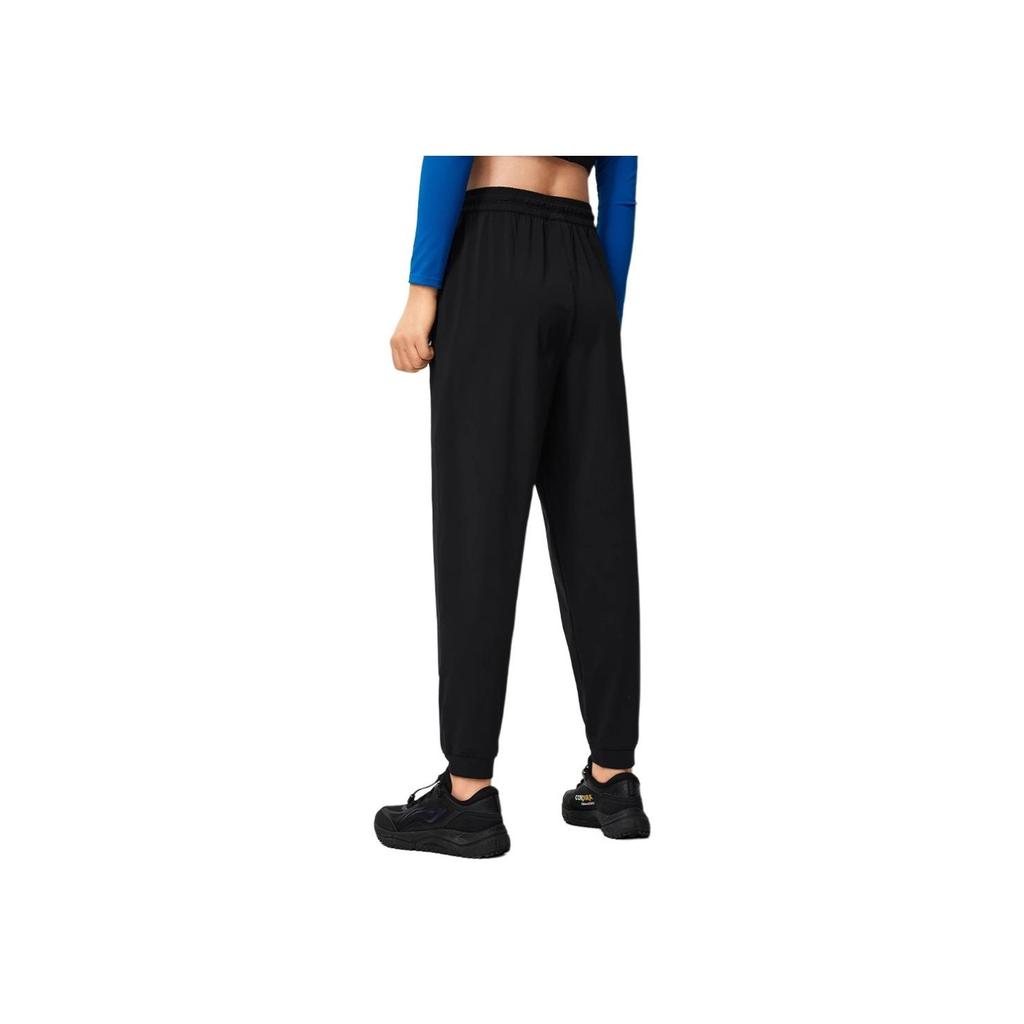 Li Ning Fitness Series Solid Color Cuffed Ice Feel Sun Protection Loose Knit Sports Pants Women pants Black AKYU416-2