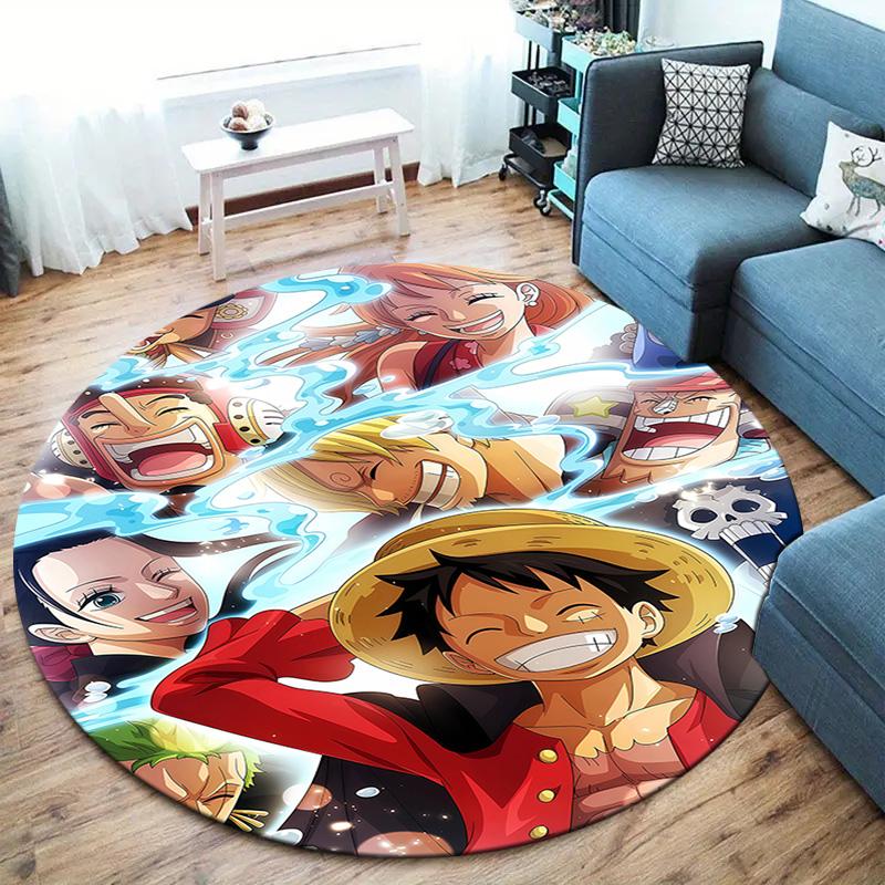 Monkey D Luffy Round Area Rug Carpet Rug For Living Room Bedroom Sofa Playroom Decor Nonslip Floor Mat