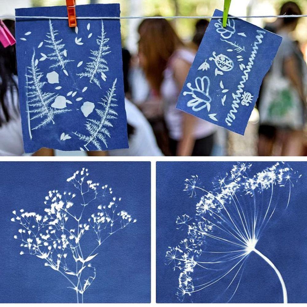 24PCS Silhouette Painting Cyanotype Paper Natural Fiber Solar Drawing Paper  Art Crafts