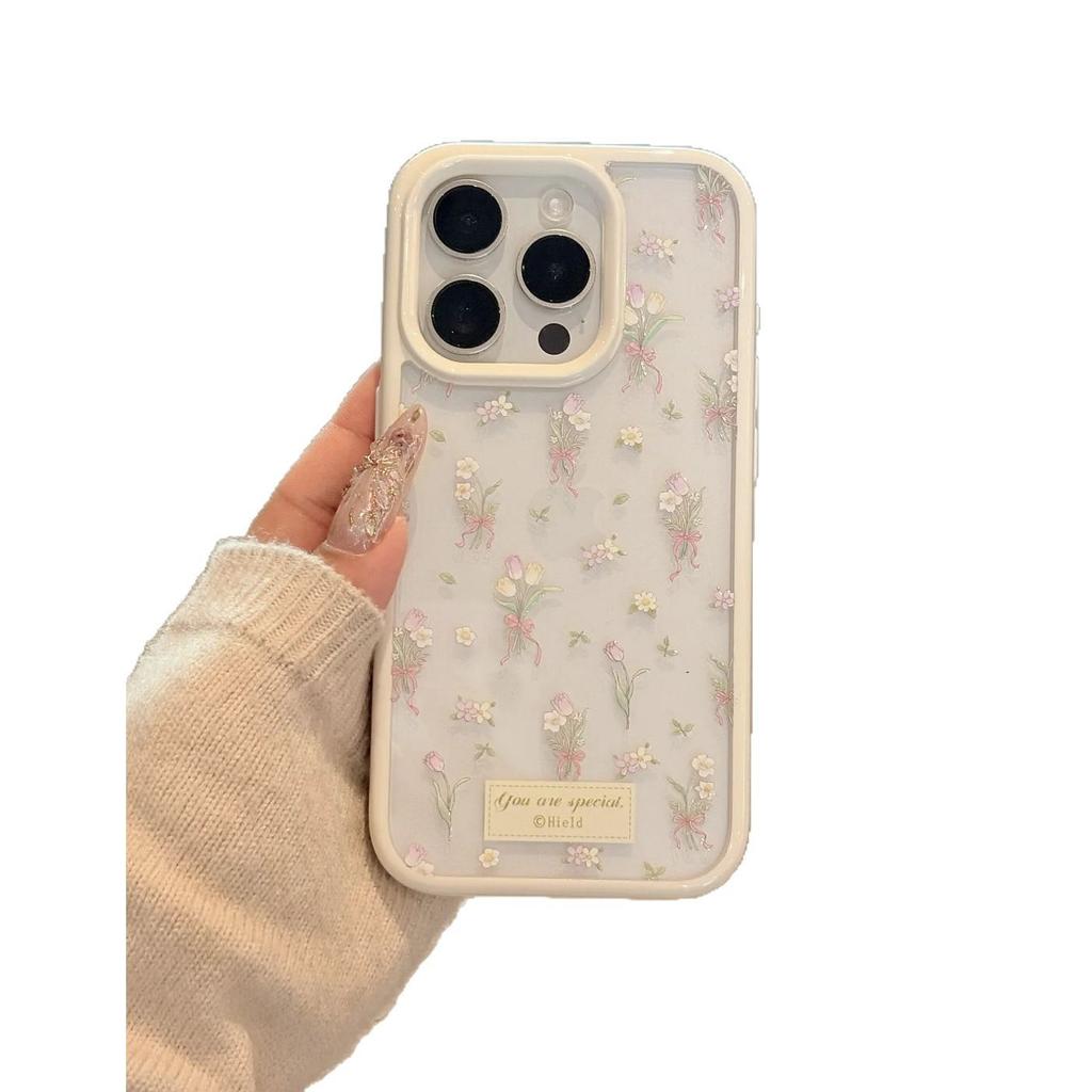 Small Fresh Small Bouquet Suitable for Apple 16promax Mobile Phone Case IPhone 15pro Protective Case Transparent 14 13