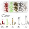165pcs High Carbon Steel Barbed Treble Hooks Connector Circle Set Assorted Sizes 2#-10# with Storage Box
