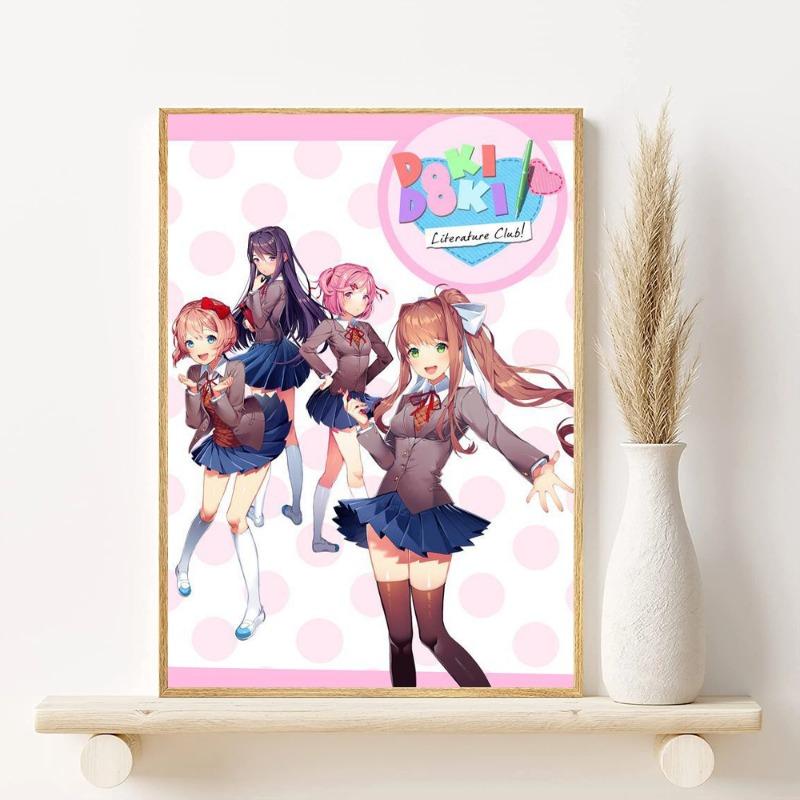 D-Doki Doki L-Literature Club Anime Poster HD Art Sticky Wall Waterproof Home Living Room Bedroom Bar Aesthetic Decoration