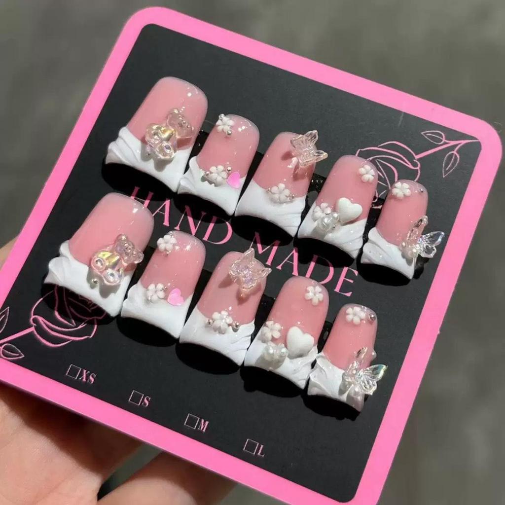 European & American Duckbill Aurora Bear Butterfly 3D Pull-wire Handmade Wearable Nails
