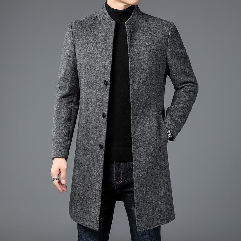 

Нове пальто Чоловіче середнє та довге вовняне пальто Зимове висококласне ділове повсякденне Потовщене вовняне тренч-пальто L сірий колір