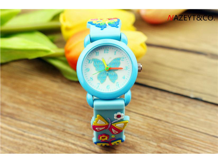 3D Kids' Quartz Butterfly Watch - Silicone Band for Elementary Students